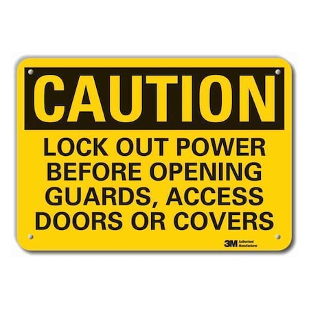 Lyle LCU3-0452-RA_14x10 - Caution Sign,10 in H,Alum,Lock Out Power