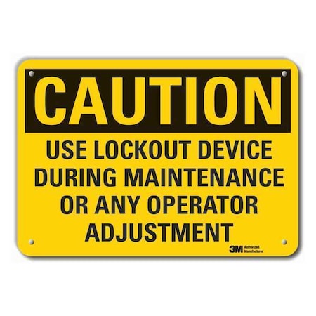 Lyle LCU3-0459-RA_14x10 - Reflective Lockout Tagout Caution Sign, 10 in Height, 14 in Width, Aluminum, Horizontal Rectangle