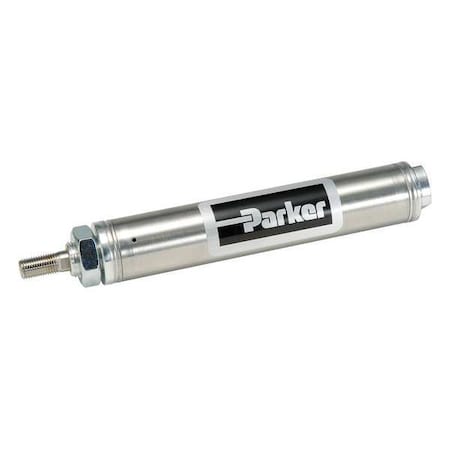 Parker 0.56NSRM04.00 - Air Cylinder, 9/16 in Bore, 4 in Stroke, Round Body Single Acting, Stainless Steel .