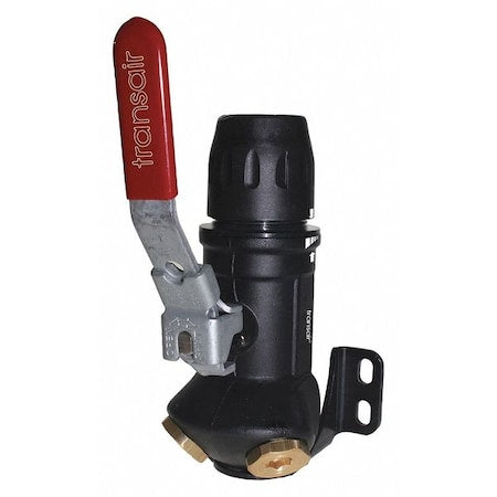 Transair 6694 25 22GR - Wall Bracket, Brass, 1 in 25 mm 2 Port 45 degree, 1/2 in NPT Female, w/ Ball Valve