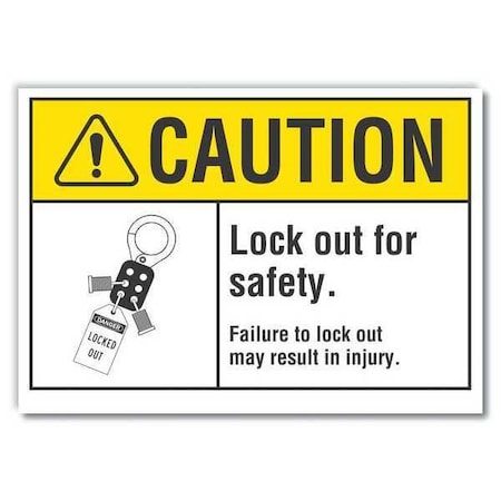 Lyle LCU3-0102-RD_14x10 - Lockout Tagout Caution Reflective Label, 10 in Height, 14 in Width, Reflective Sheeting, English