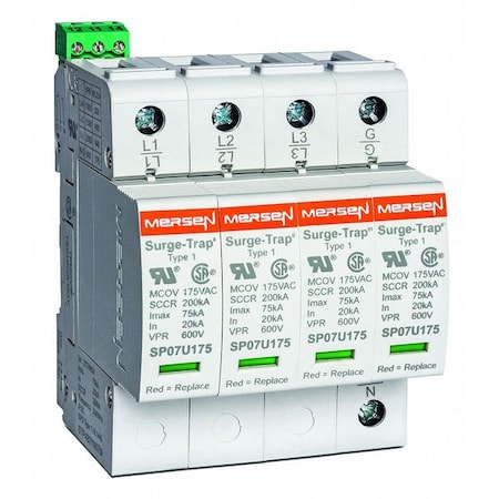 Mersen STP480YN07 - Surge Protection Device, 3 Phase, 480 V AC, 4 Poles, 5 Wires