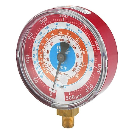 Yellow Jacket 49151 - High Side Gauge, 3 1/8 in Dia, Red