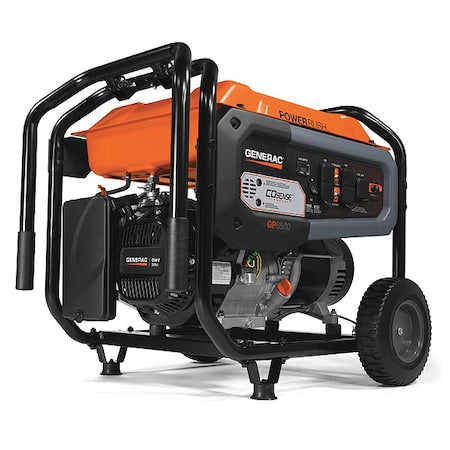 Generac 7680 - Portable Generator, Gasoline, 6,500 W Rated, 8,125 W Surge, Recoil Start, 120/240 V AC, 54.2/27.1 A