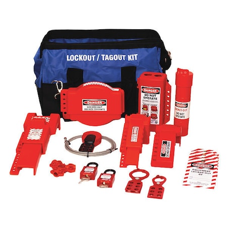 Zing 7683 - Portable Lockout Kit,Filled,Red/Blue/Blk