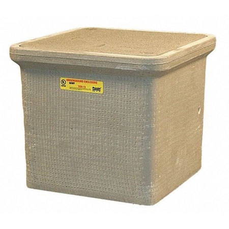 Quazite PC1212Z80217 - Underground Enclosure Assembly, Electric Cover, 12 in H, 14-3/4 in L, 14-3/4 in W, 15,000 lb