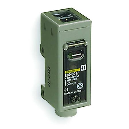 Omron E3SCD11 - Diffuse Photoelectric Sensor, Bare Wire, Straight, Rectangular, Selectable Light On/Dark On, NPN and PNP