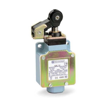 Telemecanique Sensors XCKL121H7 - Limit Switch, Plunger, Roller, 1 NC/1 NO, 10 A at 240 V AC, Actuator Location: Top