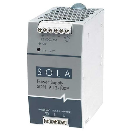 Solahd SDN912100P - DC Power Supply, 115/230 V AC, 12 V DC, 108 W, 9 A, DIN Rail