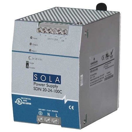 Solahd SDN2024100C - DC Power Supply, 85/264 V AC, 24 V DC, 480 W, 20 A, DIN Rail
