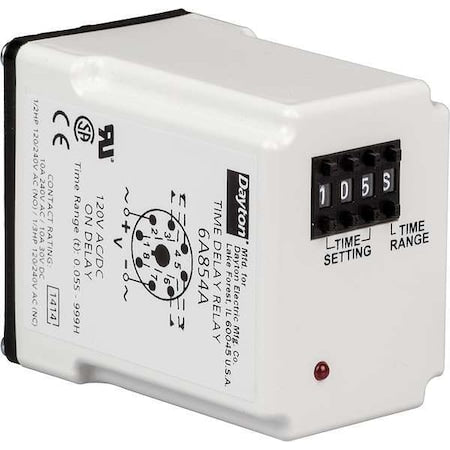 Dayton 5DPZ6 - Single Function Time Delay Relay, Octal, On Delay, 1 Functions 240 V AC, DPDT