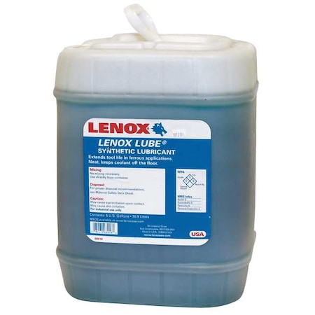 Lenox 68018 - Sawing Fluid, Lenox Lube, Synthetic, 5 gal, Carboy, Clear