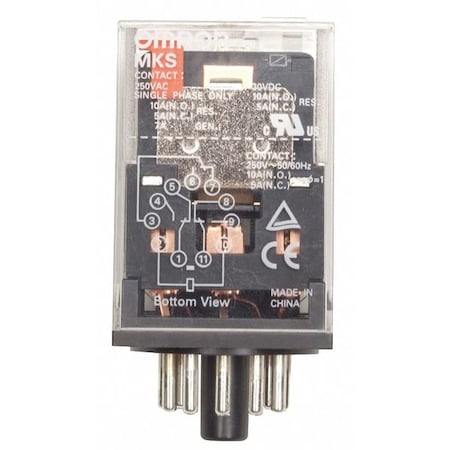 Omron MKS2PAC120 - Plug-In, General Purpose Relay, Octal, 10 A, 8 Pins, Plug-in