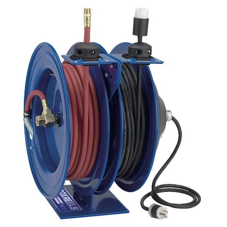 Coxreels C-L350-5016-X - Dual Reel Spring Return Hose Reel, 3/8 in Hose Diameter, 50 ft Length, 300 psi Max. Pressure, Brass