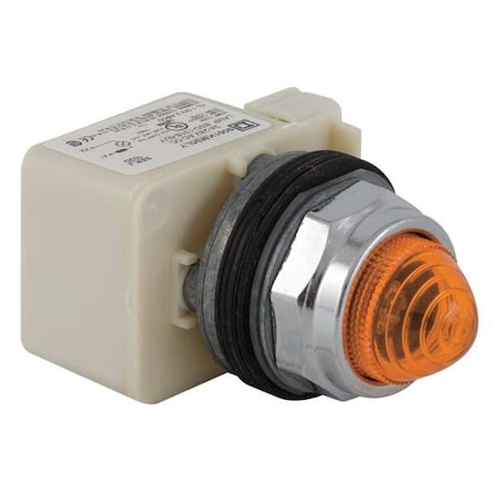 Schneider Electric 9001KP35LYA9 - Pilot Light, LED, 24 V, 30mm, Chrome, Amber