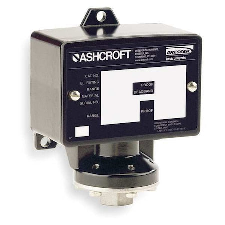 Ashcroft B424VXCYLM600 - Pressure Switch, Standard, SPDT, 4 Ports, 1/4" FNPT, 60 to 600 psi Range