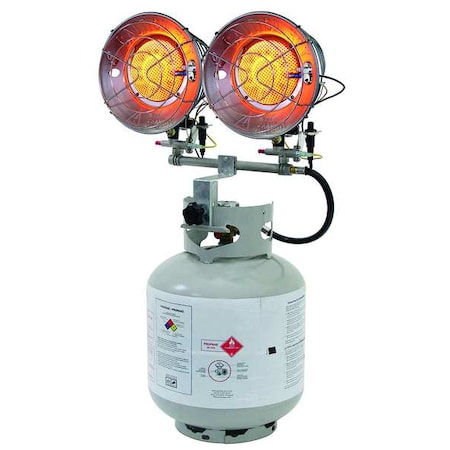 Dayton 5RCC1 - Portable Gas Tank-Top Heater, LP, Matchless Piezo, 17 1/4 in Wx 6 1/2 in L