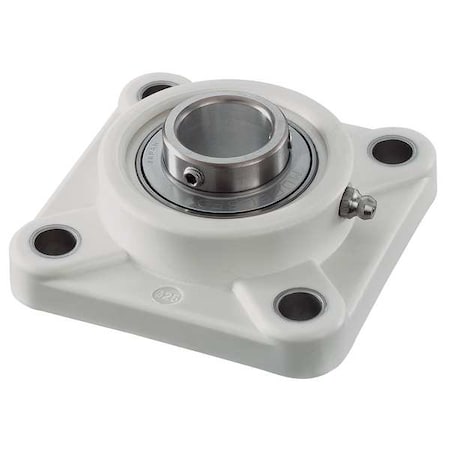 Ntn SUCFPL205 - 4 Holes, Square Housing, 4 Bolt Flange Bearing, Radial Ball, 25 mm Dia, Thermoplastic, Set Screw