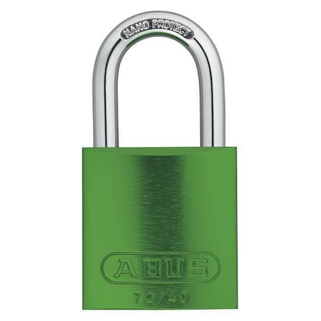 Abus 72/40 KAx12 Green - Lockout Padlock, Keyed Alike, Aluminum, Green, 1 in Shackle Height, 1 1/2 in Body Width, 12 PK