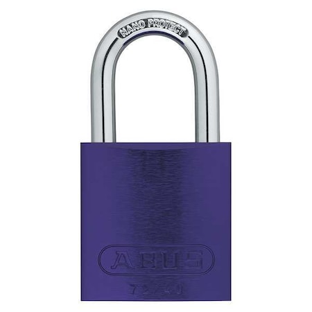 Abus 72 /40 KD Purple - Lockout Padlock, Keyed Different, Aluminum, Purple, 1 in Shackle Height, 1 9/16 in Body Width