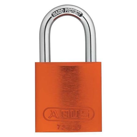 Abus 72 /40 KD Orange - Lockout Padlock, Keyed Different, Aluminum, Orange, 1 in Shackle Height, 1 9/16 in Body Width