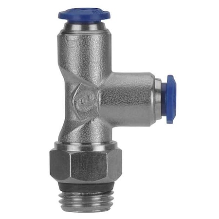 Aignep Usa 87222-06-06 - Push-Fit Tee Fitting, Push-to-Connect x Push-to-Connect x Universal, 3/8 in Tube OD, Metal, 5 PK