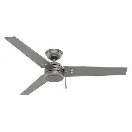 Hunter 59262 - Decorative Ceiling Fan, 52 in Blade Dia, 3 Blades, 3 Speeds, 120 V AC, Matte Silver