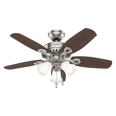 Hunter 52106 - Decorative Ceiling Fan, 42 in Blade Dia, 5 Blades, 3 Speeds, 120 V AC, Brush Nickel