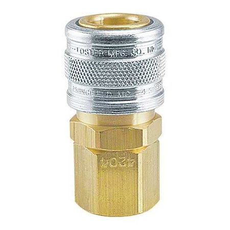 Foster 4204 - Manual Socket Sleeve Coupler, 1-Way, 3/8 in x 3/8 in FPT, Brass/Steel