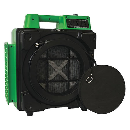 Xpower X-2480A GREEN - HEPA Mini Air Scrubber W/ Built-In Power Outlets & 3-Stage Filter System, 1/2 HP, 550 CFM, 2.8 Amps, 5 Speed