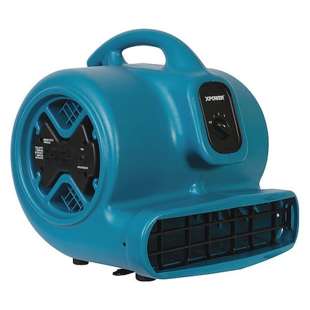 Xpower X-600A BLUE - Air Mover W/ GFCI Power Outlets for Daisy Chain, 1/3 HP, 2400 CFM, 3.8 Amps, 4 Positions, 3 Speeds