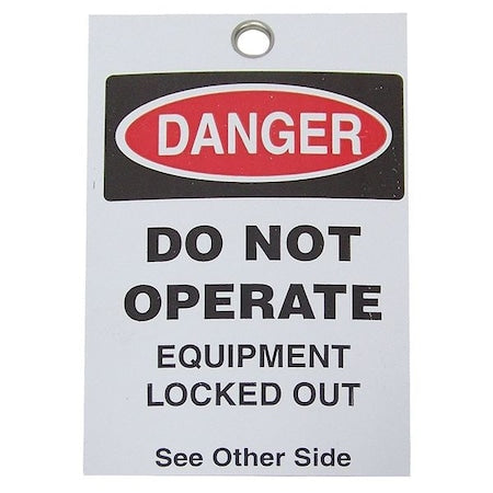 Badger Tag & Label 135 - Danger Tag, Lockout Tagout, Polyester, Vinyl, 5 in H x 3 3/16 in W, White, Rectangle, 25 PK