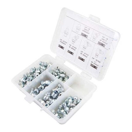 Westward 52PA06 - Grease Fitting Kit, Standard Grease Fitting, 1/8 in-27; 1/4 in-28 Thread Size, 100 Pieces, PK100