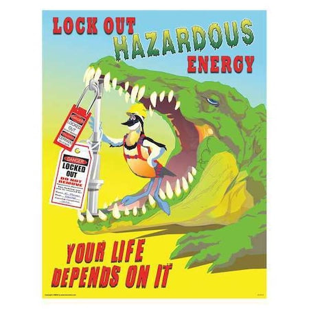 Mancomm 31P-021-02 - Safety Poster, Lockout/Tagout, Paper, 16 in W, 12 in H