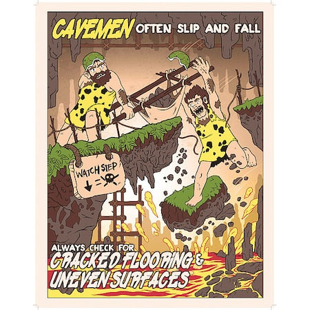 Mancomm 31P-618-02 - Safety Poster, Caveman Lockout/Tagout, Paper, 27 in W, 21 in H