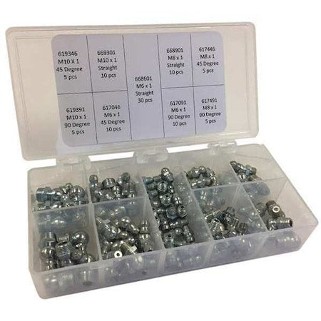 Kingfisher GFD6000 - Grease Fitting Kit,Metric Type,90 Pieces