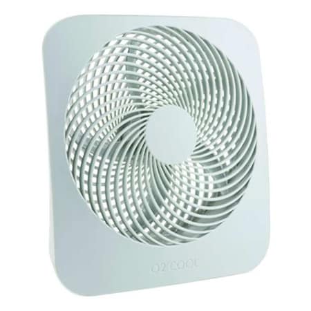 Treva/O2Cool FD10802A - 10" Blade Dia Table Fan, Non-Oscillating, 2 Speeds, 9 VDC, Gray, FCC-Compliant AC Adapter