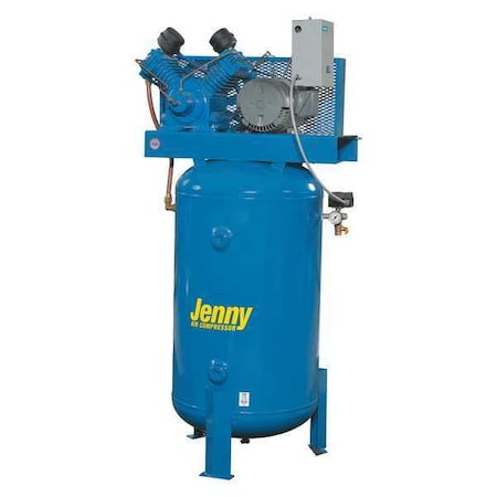 Jenny W5B-80V-230/1 - Air Compressor,Vert. Tank,2 Stages,5 HP