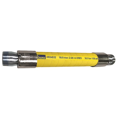 Boston H034524-20-SS-MPT - Chemical Hose,1-1/2" ID x 20 ft.,Yellow