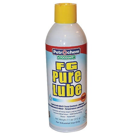 Petrochem FG PURE LUBE - Food Grade Lubricant, 11 oz, Aerosol Spray Can, Synthetic Base, 662 Degrees F Max Op Temp, Amber, FG Pure Lube Series