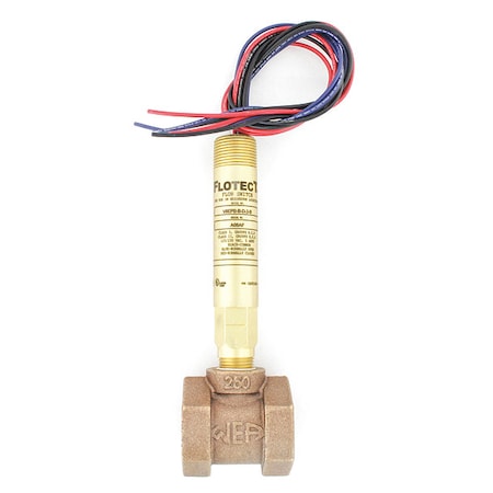 Dwyer Instruments V6EPB-B-D-3-B - Mini-size flow switch, brass upper and lower body, 1" NPT, brass tee.