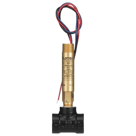 Dwyer Instruments V6EPB-B-S-2-MI - Mini-size flow switch, brass upper and lower body, 3/4" NPT, iron tee.