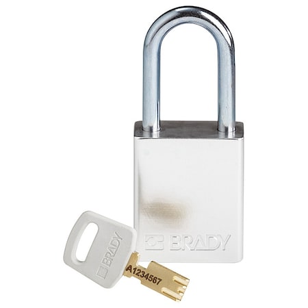 Brady ALU-SLV-38ST-KD - Lockout Padlock, Keyed Different, Aluminum, Silver, 1 1/2 in Shackle Height, 1 1/2 in Body Width