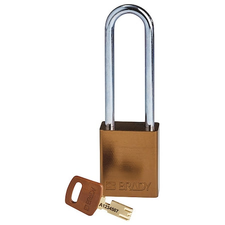 Brady ALU-BRN-76ST-KD - Lockout Padlock, Keyed Different, Aluminum, Brown, 3 in Shackle Height, 1 1/2 in Body Width