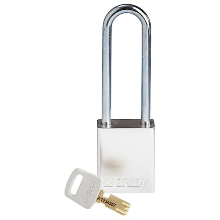 Brady ALU-SLV-76ST-KD - Lockout Padlock, Keyed Different, Aluminum, Silver, 3 in Shackle Height, 1 1/2 in Body Width