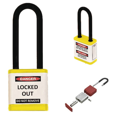Zing 710KA-YELLOW - Lockout Padlock, Keyed Alike, Aluminum, Yellow, 3 in Shackle Height, 1 1/2 in Body Width