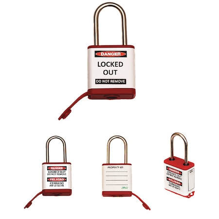 Zing 800KD-RED - Lockout Padlock, Keyed Different, Aluminum, Red, 1 1/2 in Shackle Height, 1 1/2 in Body Width