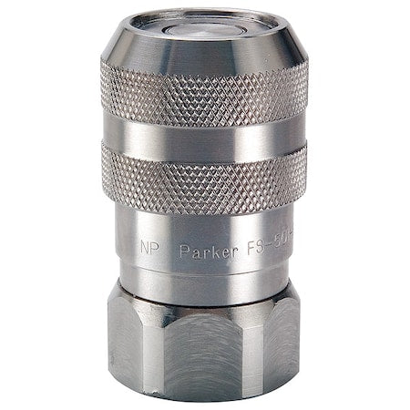 Parker FS-751-12FO - Hydraulic Quick Connect Hose Coupling, 316 Stainless Steel Body, Push-to-Connect Lock, FS Series