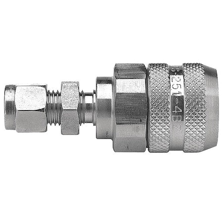 Parker FS-251-4BZ - Hydraulic Quick Connect Hose Coupling, 316 Stainless Steel Body, Push-to-Connect Lock, FS Series