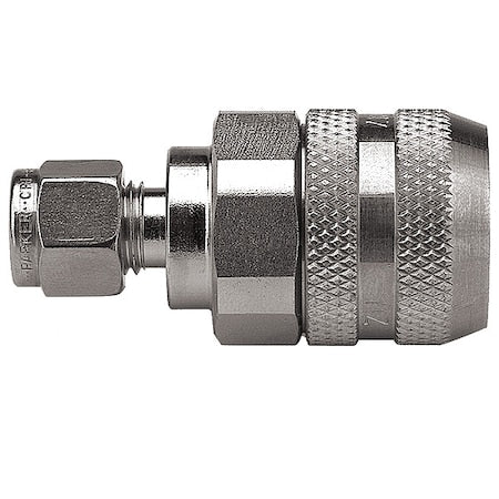 Parker FS-251-4MZ - Hydraulic Quick Connect Hose Coupling, 316 Stainless Steel Body, Push-to-Connect Lock, FS Series